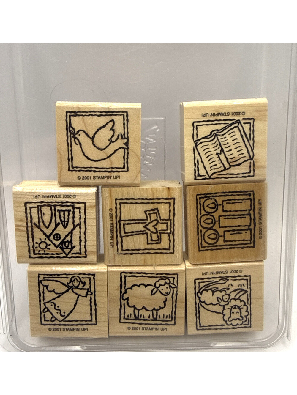 Vintage 2001 Stampin Up Inspirationals Rubber Wood Stamps Set of 8